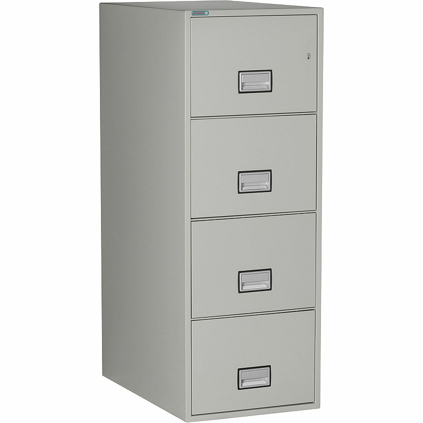 Phoenix World Class Vertical File - 4-Drawer 19.9" Width x 31" Depth x 54" Height - 4 x Drawer(s) for File - Legal - Vertical - Fire Resistant, Explosion Resistant, Impact Resistant, Security Lock - Light Gray - 1 Each (LGL4W31LG)