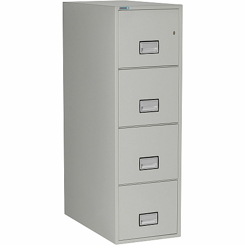 Phoenix World Class Vertical File - 4-Drawer 31" Width x 16.9" Depth x 54" Height - 4 x Drawer(s) for File - Letter - Vertical - Impact Resistant, Fire Resistant, Explosion Resistant, Security Lock - Light Gray - 1 Each (LTR4W31LG)