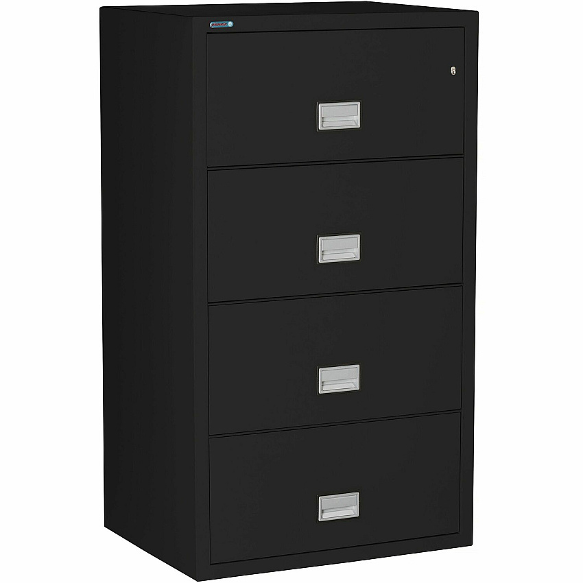 Phoenix World Class Lateral File - 4-Drawer 31" Width x 23.6" Depth x 54.7" Height - 4 x Drawer(s) for File - Lateral - Fire Resistant, Explosion Resistant, Impact Resistant, Security Lock - Black - 1 Each (LAT4W31B)