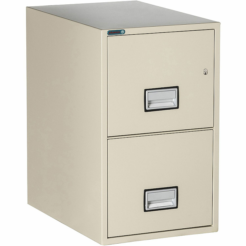 Phoenix World Class Vertical File - 2-Drawer 16.9" Width x 25" Depth x 28" Height - 2 x Drawer(s) for File - Letter - Vertical - Impact Resistant, Fire Resistant, Explosion Resistant, Security Lock - Putty - 1 Each (LTR2W25P)