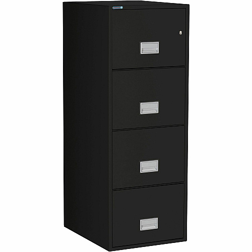 Phoenix World Class Vertical File - 4-Drawer 25" Width x 19.9" Depth x 54" Height - 4 x Drawer(s) for File - Legal - Vertical - Impact Resistant, Fire Resistant, Explosion Resistant, Security Lock - Black - 1 Each (LGL4W25B)