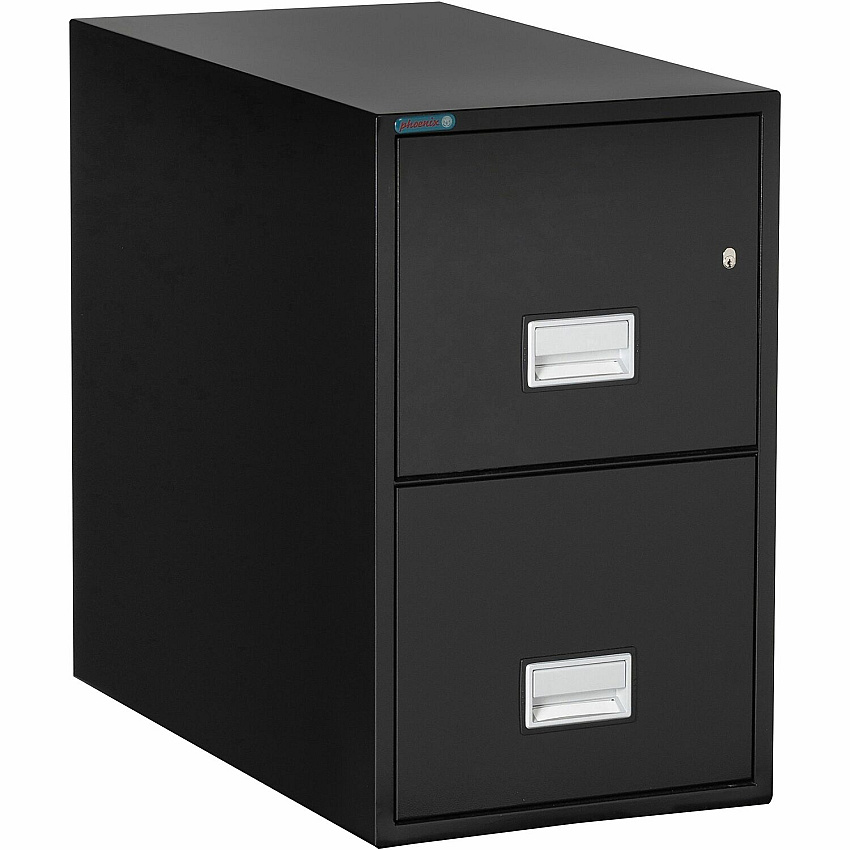 Phoenix World Class Vertical File - 2-Drawer 16.9" Width x 31" Depth x 28" Height - 2 x Drawer(s) for File - Letter - Vertical - Fire Resistant, Explosion Resistant, Impact Resistant, Security Lock - Black - 1 Each (LTR2W31B)