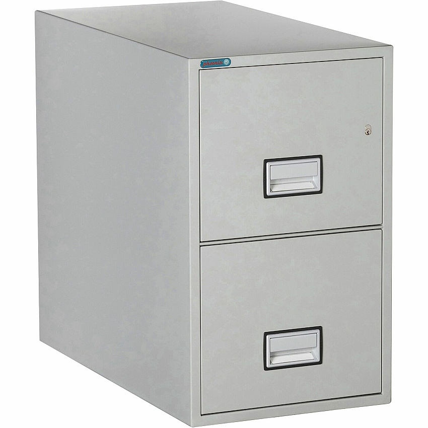 Phoenix World Class Vertical File - 2-Drawer 16.9" Width x 31" Depth x 28" Height - 2 x Drawer(s) for File - Letter - Vertical - Fire Resistant, Explosion Resistant, Impact Resistant, Security Lock - Light Gray - 1 Each (LTR2W31LG)