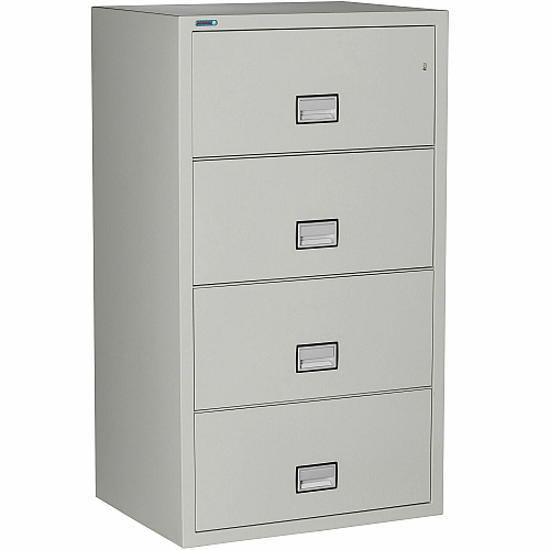 Phoenix World Class Lateral File - 4-Drawer 31" Width x 23.6" Depth x 54.7" Height - 4 x Drawer(s) for File - Lateral - Fire Resistant, Explosion Resistant, Impact Resistant, Security Lock - Light Gray - 1 Each (LAT4W31LG)