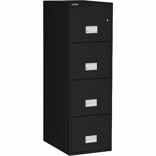 Phoenix World Class Vertical File - 4-Drawer 25" Width x 16.9" Depth x 54" Height - 4 x Drawer(s) for File - Letter - Vertical - Fire Resistant, Explosion Resistant, Impact Resistant, Security Lock - Black - 1 Each (LTR4W25B)