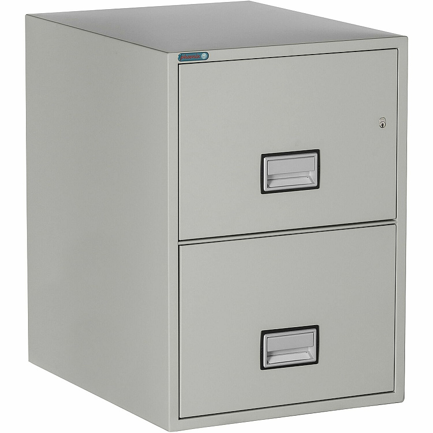Phoenix World Class Vertical File - 2-Drawer 25" Width x 19.9" Depth x 28" Height - 2 x Drawer(s) for File - Legal - Vertical - Fire Resistant, Explosion Resistant, Impact Resistant, Security Lock - Light Gray - 1 Each (LGL2W25LG)