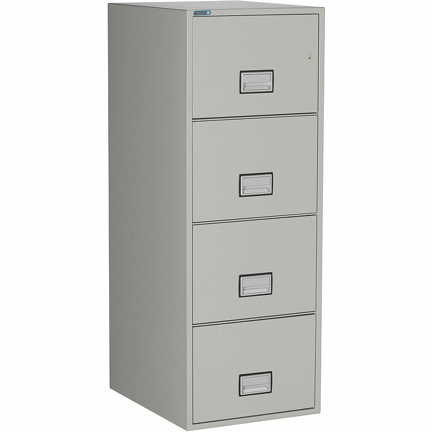 Phoenix World Class Vertical File - 4-Drawer 25" Width x 19.9" Depth x 54" Height - 4 x Drawer(s) for File - Legal - Vertical - Fire Resistant, Explosion Resistant, Impact Resistant, Security Lock - Light Gray - 1 Each (LGL4W25LG)
