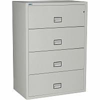 Phoenix World Class Lateral File - 4-Drawer 38.9" Width x 23.6" Depth x 54.7" Height - 4 x Drawer(s) for File - Lateral - Fire Resistant, Explosion Resistant, Impact Resistant, Security Lock - Light Gray - 1 Each (LAT4W38LG)