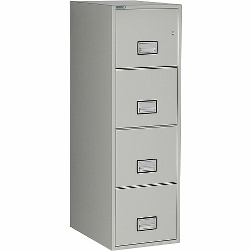 Phoenix World Class Vertical File - 4-Drawer 16.9" Width x 25" Depth x 54" Height - 4 x Drawer(s) for File - Letter - Vertical - Fire Resistant, Explosion Resistant, Impact Resistant, Security Lock - Light Gray - 1 Each (LTR4W25LG)