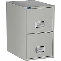 Phoenix World Class Vertical File - 2-Drawer 16.9" Width x 25" Depth x 28" Height - 2 x Drawer(s) for File - Letter - Vertical - Fire Resistant, Explosion Resistant, Impact Resistant, Security Lock - Light Gray - 1 Each (LTR2W25LG)