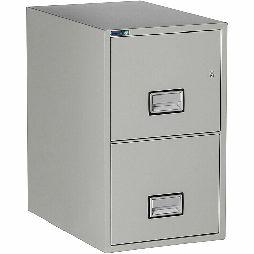 Phoenix World Class Vertical File - 2-Drawer 16.9" Width x 25" Depth x 28" Height - 2 x Drawer(s) for File - Letter - Vertical - Fire Resistant, Explosion Resistant, Impact Resistant, Security Lock - Light Gray - 1 Each (LTR2W25LG)