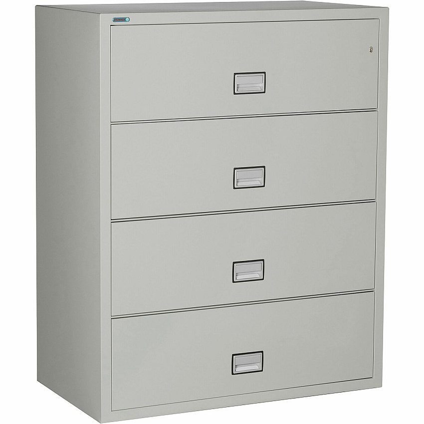 Phoenix World Class Lateral File - 4-Drawer 44" Width x 23.6" Depth x 54.7" Height - 4 x Drawer(s) for File - Lateral - Fire Resistant, Explosion Resistant, Impact Resistant, Security Lock - Light Gray - 1 Each (LAT4W44LG)