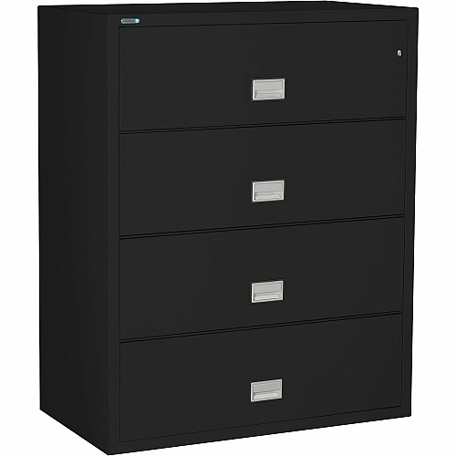 Phoenix World Class Lateral File - 4-Drawer 44" Width x 23.6" Depth x 54.7" Height - 4 x Drawer(s) for File - Lateral - Fire Resistant, Explosion Resistant, Impact Resistant, Security Lock - Black - 1 Each (LAT4W44B)