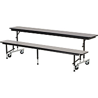 Virco MTC Series Mobile Convertible Bench Table 96" x 15" Top Gray Nebula Rectangle, High Pressure Laminate (HPL) Top - Height Adjustable - 27" to 29" Adjustment - 96" Table Top Width x 15" Table Top Depth x 0.75" Table Top Thickness - Asse (MTC8GYNEBBLK)