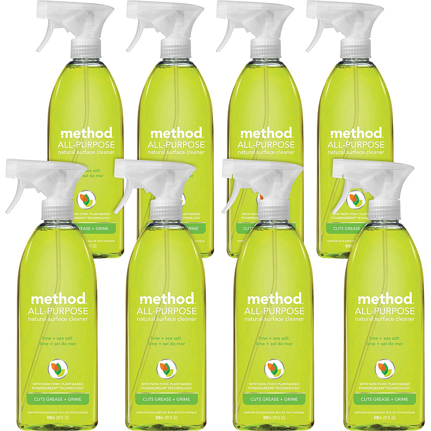 Method All-Purpose Cleaner 28 fl oz (0.9 quart) - Lime + Seasalt Scent - Non-toxic, Triclosan-free - Lime - 8 / Carton (01239)