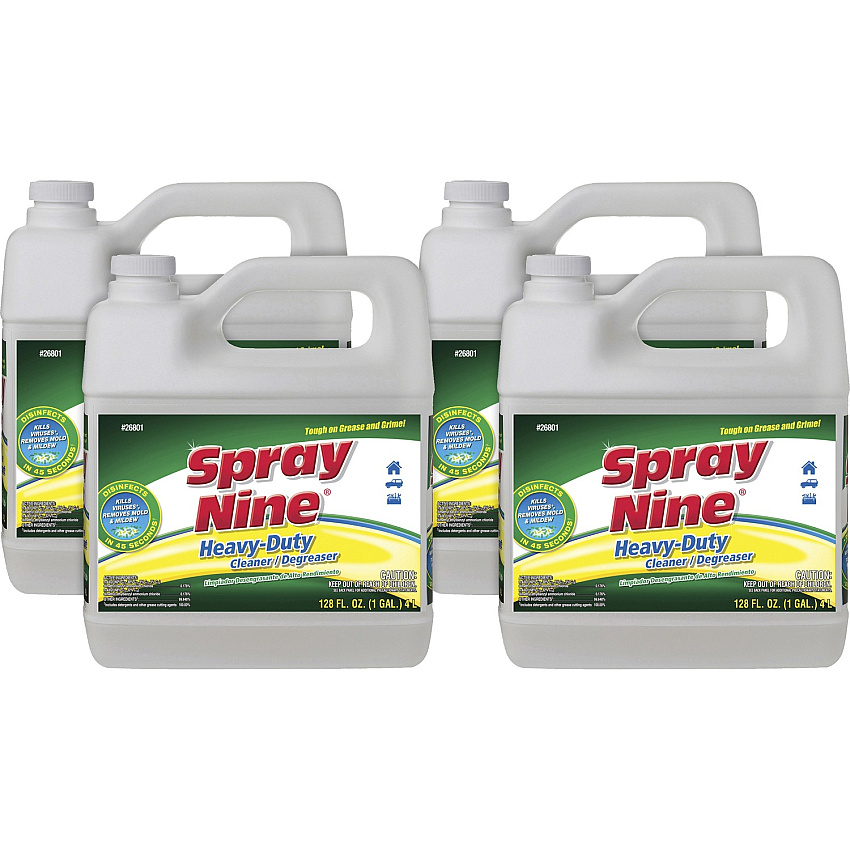 Spray Nine Heavy-Duty Cleaner/Degreaser w/Disinfectant For Multi Surface - 128 fl oz (4 quart) - Recommended For: Soil Remover - Disinfectant - Clear - 4 / Carton (26801CT)