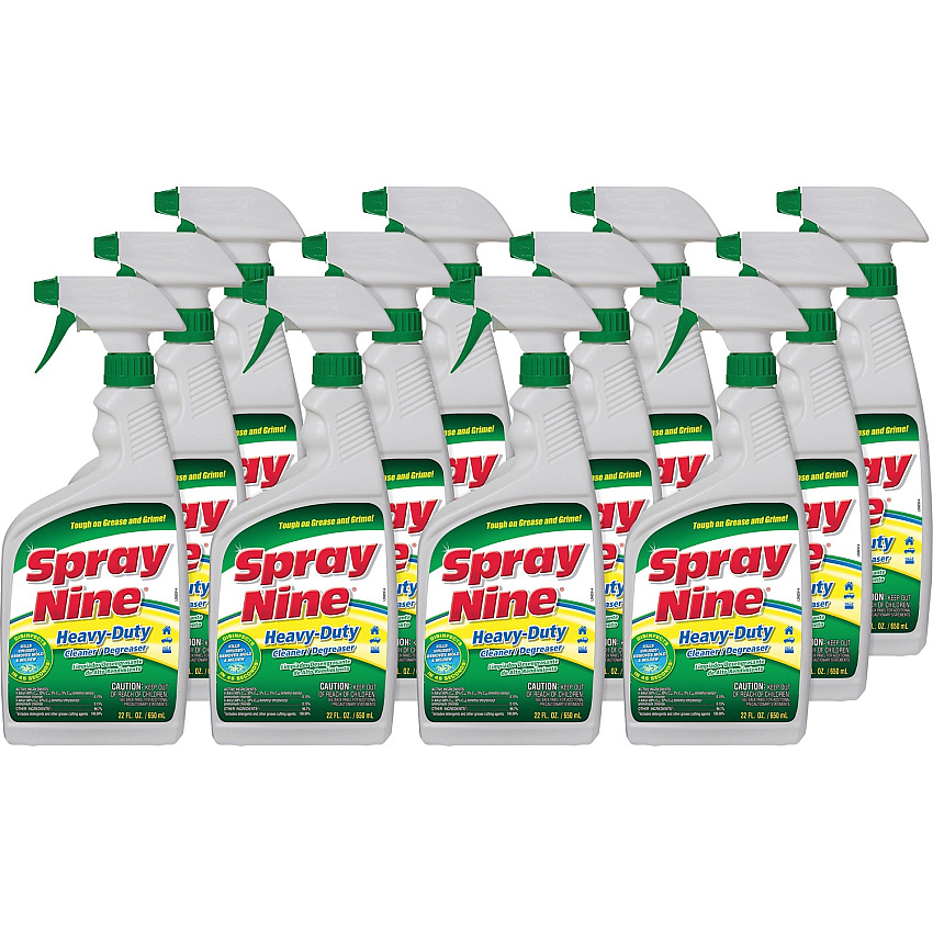 Spray Nine Heavy-Duty Cleaner/Degreaser w/Disinfectant For Multi Surface - 22 fl oz (0.7 quart) - Recommended For: Soil Remover - Disinfectant - Clear Bottle - 12 / Carton (26825CT)