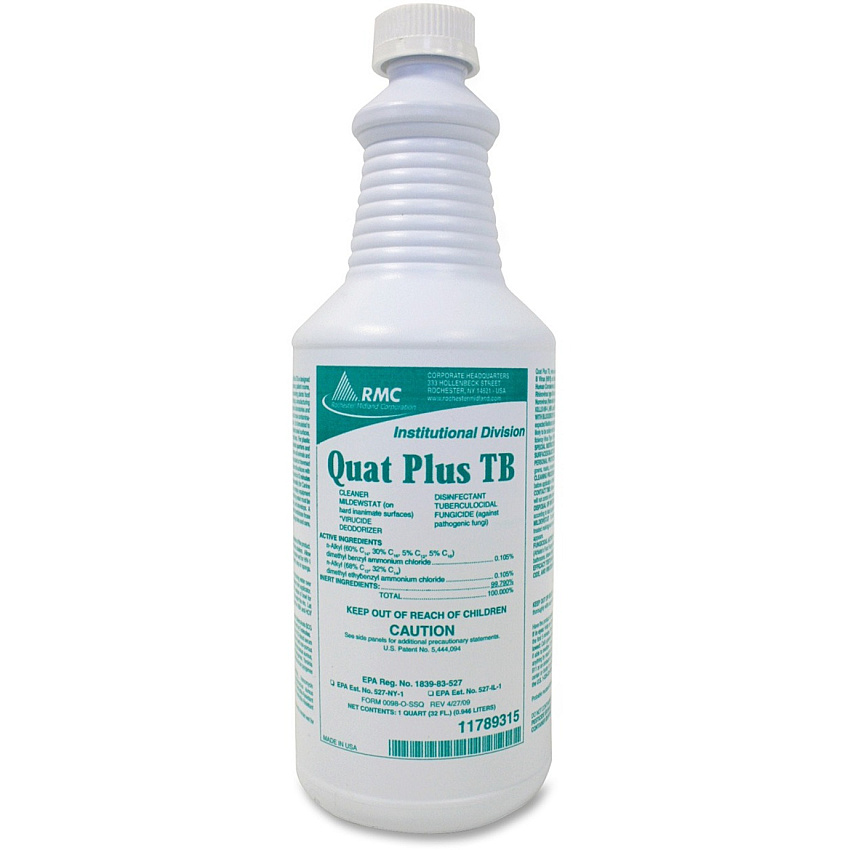 Rochester Midland RMC Quat Plus TB Disinfectant Ready-To-Use - 32 fl oz (1 quart) - Fresh Pine Scent - Antibacterial - Clear - 12 / Carton (11789315CT)