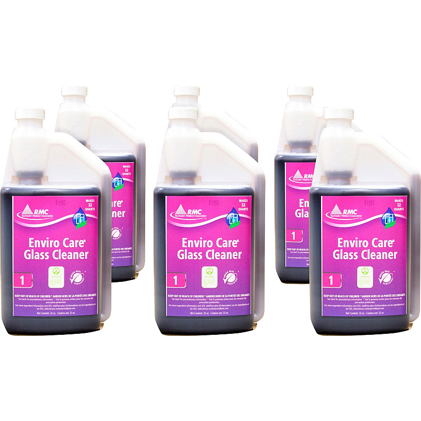 Rochester Midland RMC Enviro Care Glass Cleaner Concentrate - 32 fl oz (1 quart) - Bio-based, Streak-free, Ammonia-free, Alcohol-free - Purple - 6 / Carton (12001014CT)