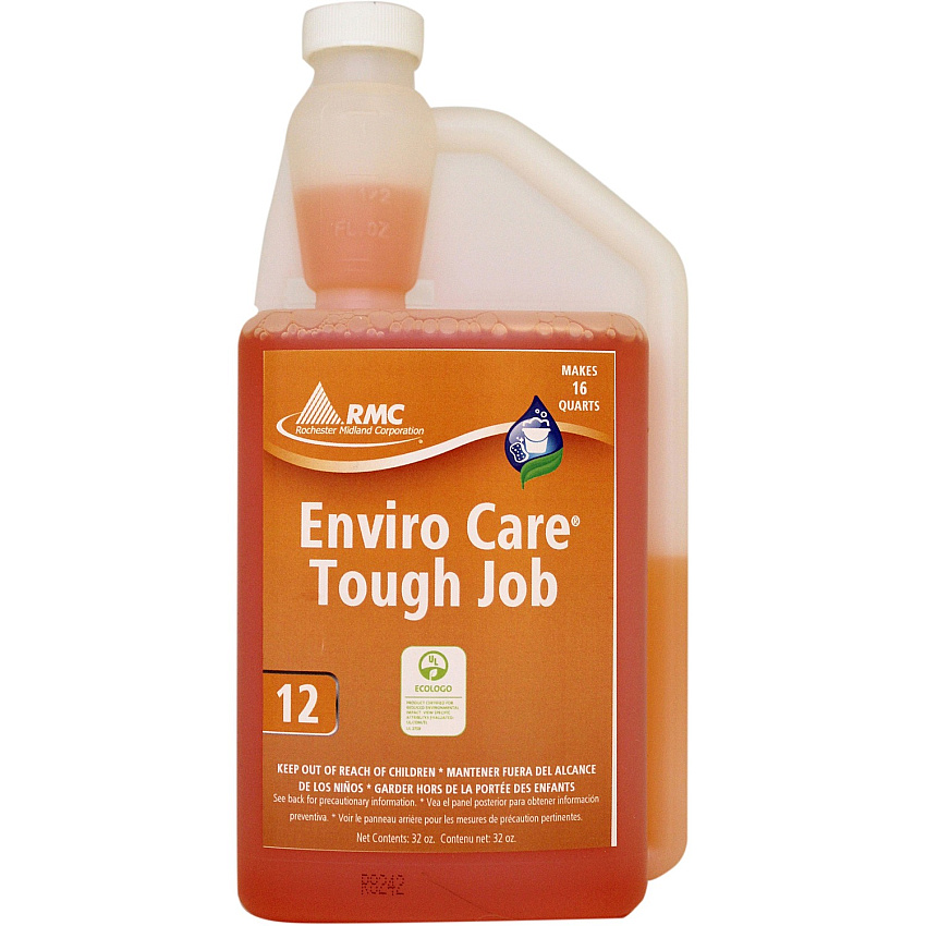 Rochester Midland RMC Enviro Care Tough Job Cleaner Concentrate - 32 fl oz (1 quart) - Heavy Duty, Bio-based - Orange - 6 / Carton (12001814CT)