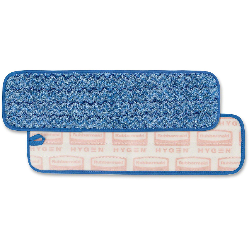 Rubbermaid Commercial Hygen 18" Microfiber Wet Pad 5.2" Width x 18" Length - Durable - MicroFiber - Blue - 12 / Carton (Q410BLCT)