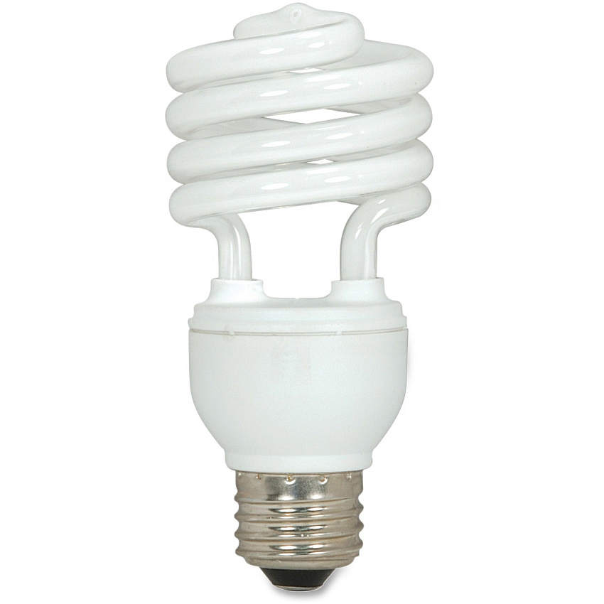 Satco 18-watt T2 Spiral CFL Bulb 18 W - 75 W Incandescent Equivalent Wattage - 120 V AC - 1200 lm - Spiral - T2 Size - White Light Color - E26 Base - 12000 Hour - 2700&deg;K Color Temperature - 82 CRI - Ballast-free, Energy Saver, Instant On - 3 (S6271CT)