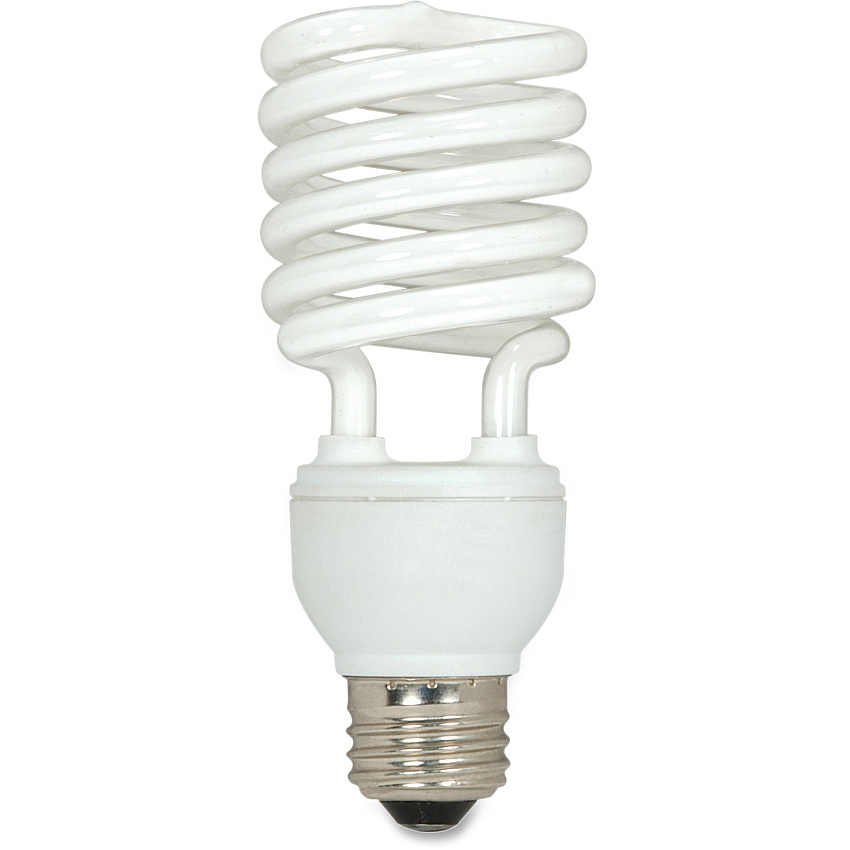 Satco 23-watt T2 Spiral CFL Bulb 23 W - 100 W Incandescent Equivalent Wattage - 120 V AC - 1600 lm - Spiral - T2 Size - White Light Color - E26 Base - 12000 Hour - 2700&deg;K Color Temperature - 82 CRI - Ballast-free, Energy Saver, Instant On -  (S6274CT)