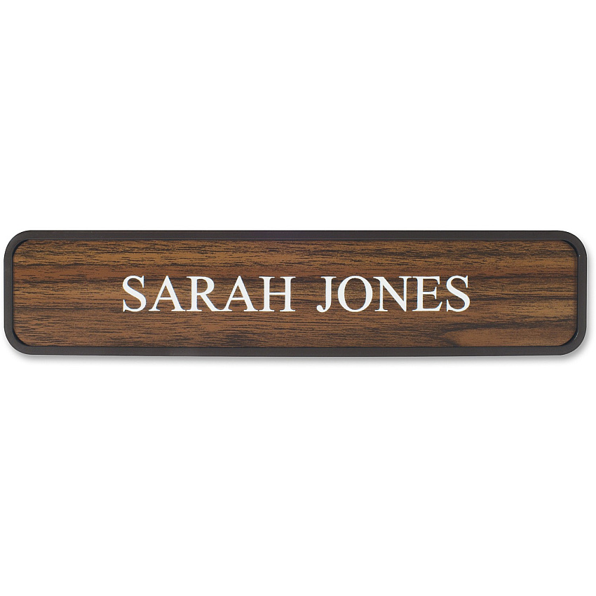 Xstamper Designer Framed Wall/Door Sign 10" Holding Width x 2" Holding Height - Rectangular Shape - Wall, Door - Rounded Corner - Plastic - Brown - 1 Each (G38)