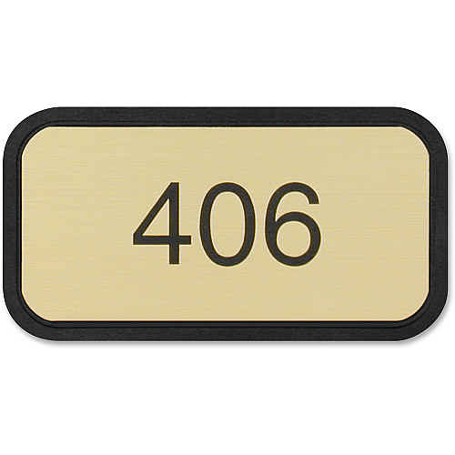Xstamper Designer Framed Wall/Door Sign 4" Holding Width x 2" Holding Height - Rectangular Shape - Wall, Door - Rounded Corner - Plastic - Black - 1 Each (G40)