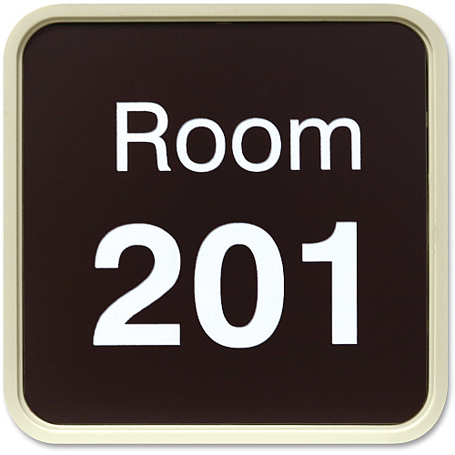 Xstamper Designer Framed Wall/Door Sign 4" Holding Width x 4" Holding Height - Square Shape - Wall, Door - Rounded Corner - Plastic - Almond - 1 Each (G51)