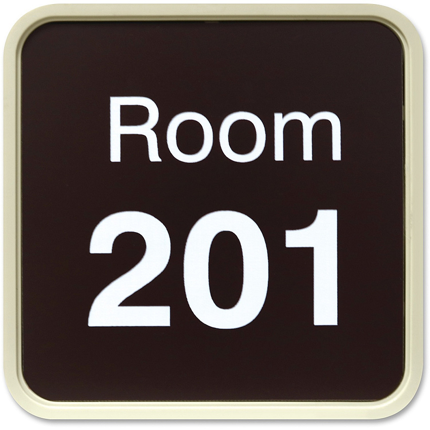 Xstamper Designer Framed Wall/Door Sign 4" Holding Width x 4" Holding Height - Square Shape - Wall, Door - Rounded Corner - Plastic - Almond - 1 Each (G51)