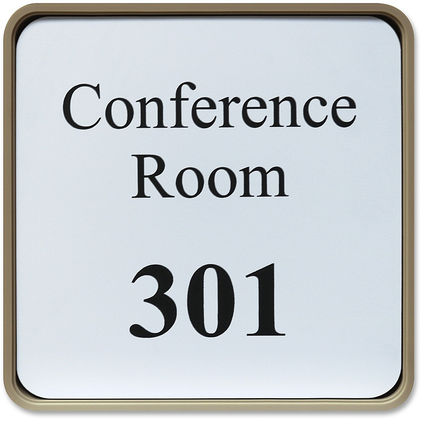 Xstamper Designer Framed Wall/Door Sign 6" Holding Width x 6" Holding Height - Square Shape - Wall, Door - Rounded Corner - Plastic - Almond - 1 Each (G61)