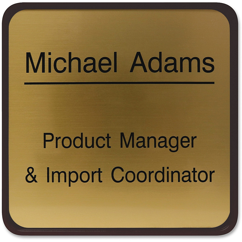 Xstamper Designer Framed Wall/Door Sign 6" Holding Width x 6" Holding Height - Square Shape - Wall, Door - Rounded Corner - Plastic - Brown - 1 Each (G63)