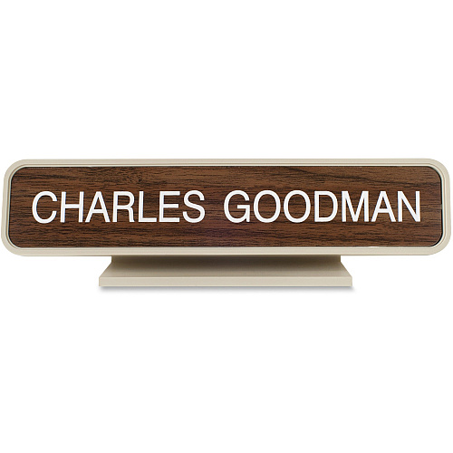 Xstamper Designer Framed Desk Sign 10" Holding Width x 2" Holding Height - Rectangular Shape - Rounded Corner - Aluminum, Plastic - Almond - 1 Each (K25)