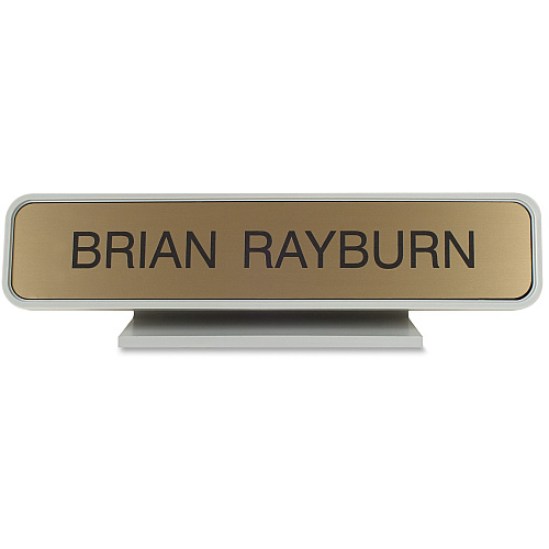 Xstamper Designer Framed Desk Sign 10" Holding Width x 2" Holding Height - Rectangular Shape - Rounded Corner - Aluminum, Plastic - Gray - 1 Each (K26)