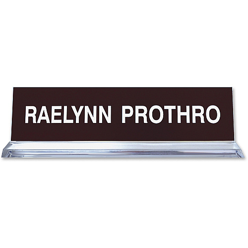 Xstamper Acrylic Base Desk Sign 8" Holding Width x 2" Holding Height - Rectangular Shape - Double Sided - Durable - Acrylic, Plastic - Clear - 1 Each (K40)