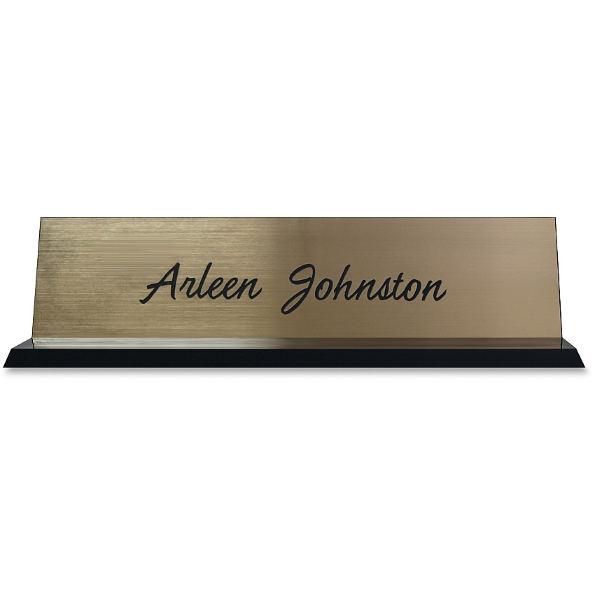 Xstamper Acrylic Base Desk Sign 8" Holding Width x 2" Holding Height - Rectangular Shape - Double Sided - Durable - Acrylic, Plastic - Black - 1 Each (K41)
