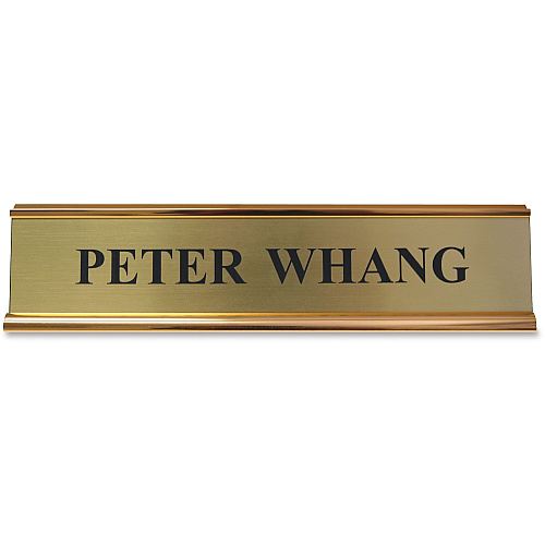 Xstamper Aluminum Double-sided Desk Holder 10" Holding Width x 2" Holding Height - Rectangular Shape - Double Sided - Aluminum - Gold - 1 Each (K65)