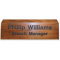 Xstamper Engraved Walnut Desk Sign 8" Width x 2" Height - Engraved - Walnut Wood - 1 Each (K82)