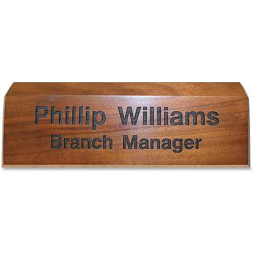 Xstamper Engraved Walnut Desk Sign 8" Width x 2" Height - Engraved - Walnut Wood - 1 Each (K82)