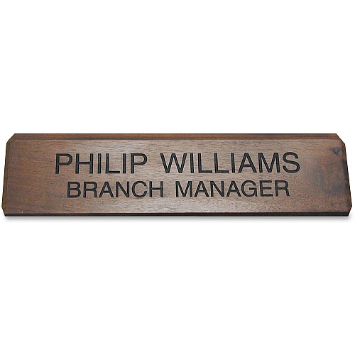 Xstamper Engraved Walnut Desk Sign 10" Width x 2" Height - Engraved - Walnut Wood - 1 Each (K83)