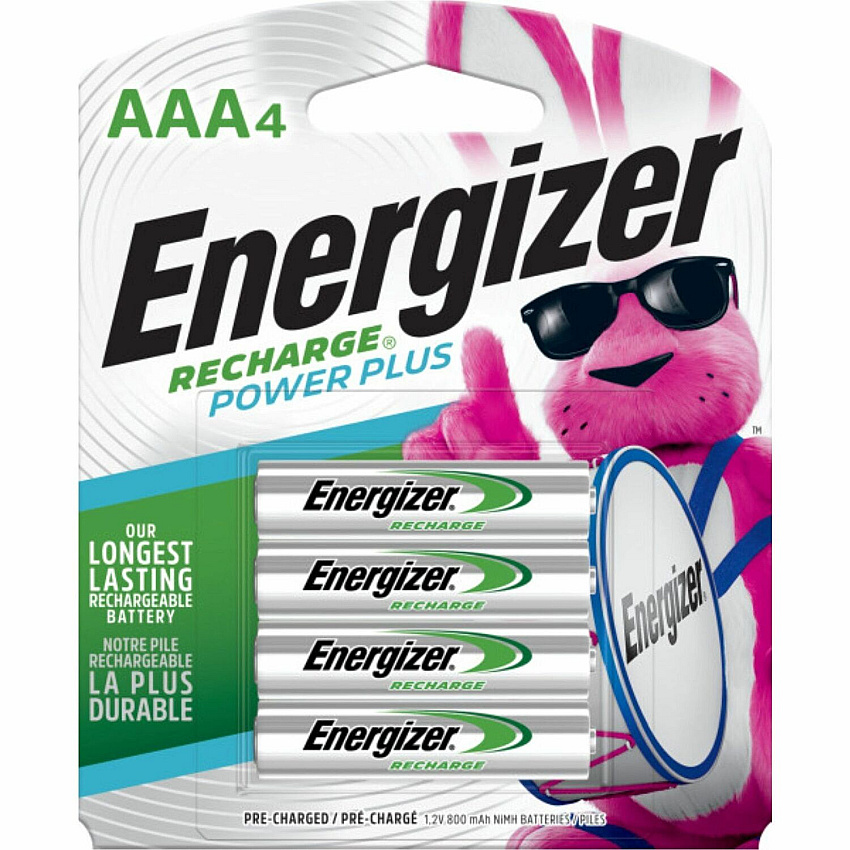 Energizer Recharge Power Plus Rechargeable AAA Battery 4-Packs For Multipurpose - Battery Rechargeable - AAA - 850 mAh - 4/Pack - 24 / Carton (NH12BP4CT)