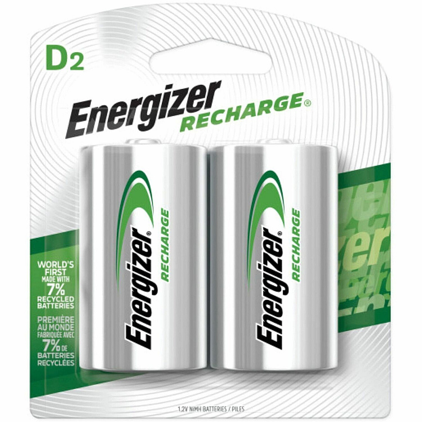 Energizer Recharge Universal Rechargeable D Battery 2-Packs For Multipurpose - Battery Rechargeable - D - 2500 mAh - 2/Pack - 24 / Carton (NH50BP2CT)