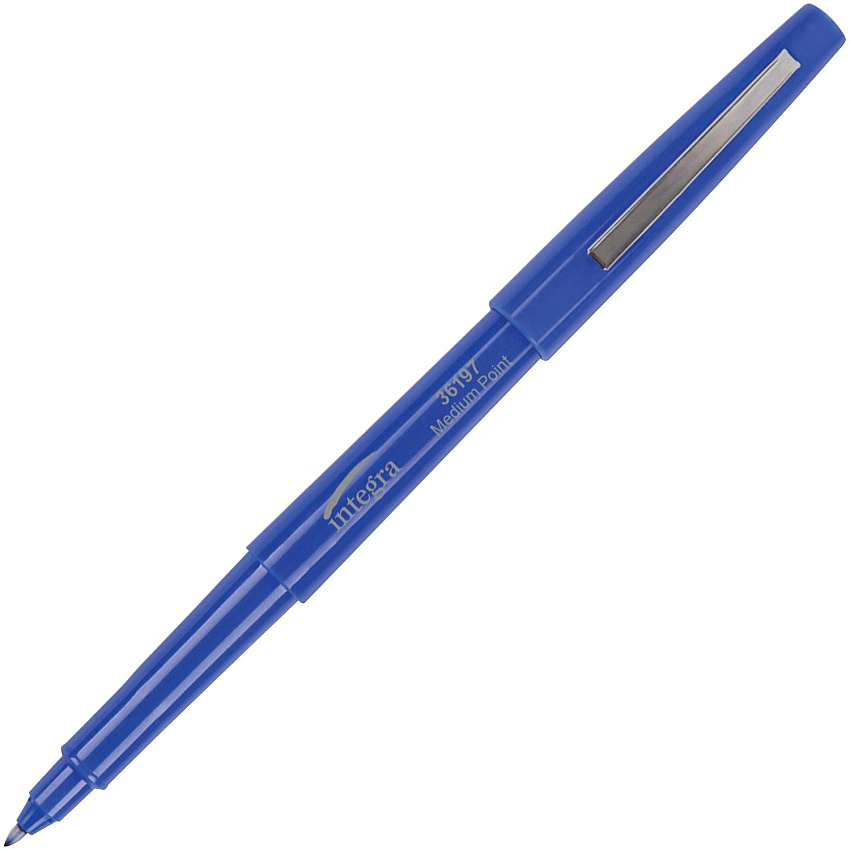 Integra Medium-point Pen Medium Pen Point - Blue Ink - Water Based - Blue Barrel - Resin Tip - 1 Dozen (36197)