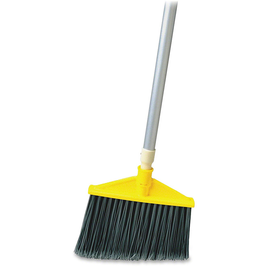Rubbermaid Commercial Aluminum Handle Angle Broom Polypropylene Bristle - 56" Handle Length x 1" Handle Diameter - Aluminum Handle - Gray - 6 / Carton (638500GRACT)