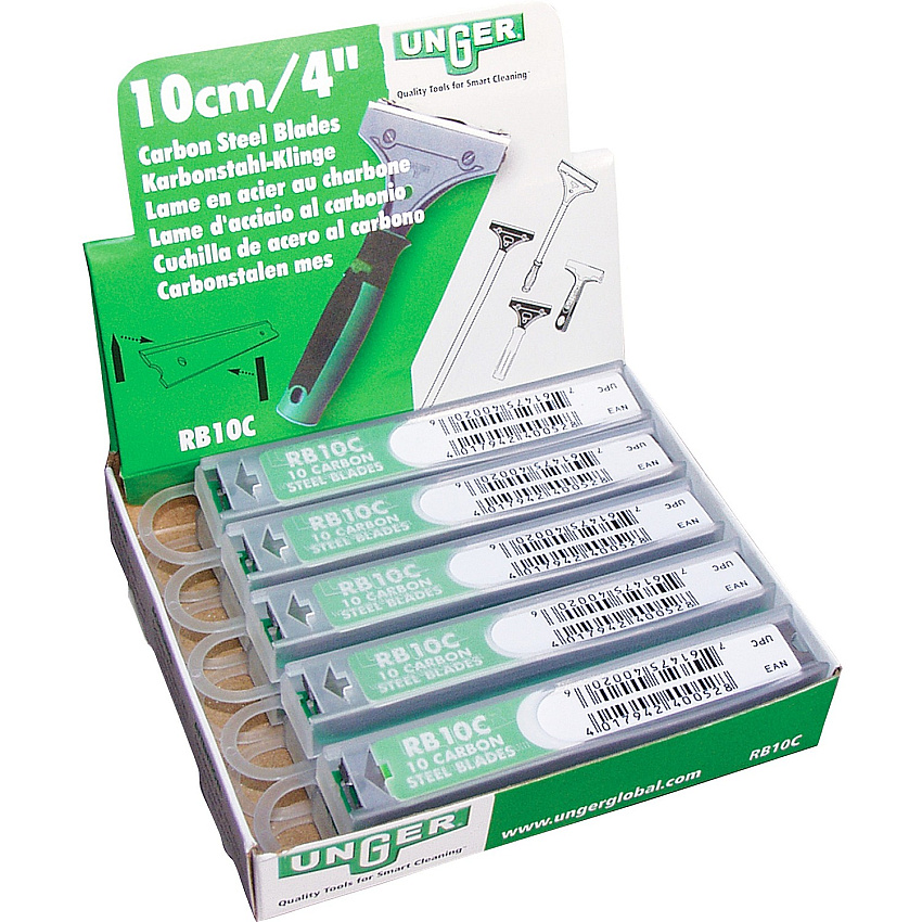 Unger 4" Replacement Scraper Blades 4" Length - Reversible - Carbon Steel - Silver Gray - 10/Pack - 10 / Carton (RB10CCT)