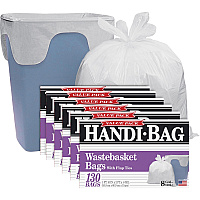 Berry Handi-Bag Wastebasket Bags Small Size - 8 gal Capacity - 24" Length x 21.50" Width x 0.60 mil (15 Micron) Thickness - White - Hexene Resin - Home, Office - 130/Box - 6 / Carton (HAB6FW130CT)