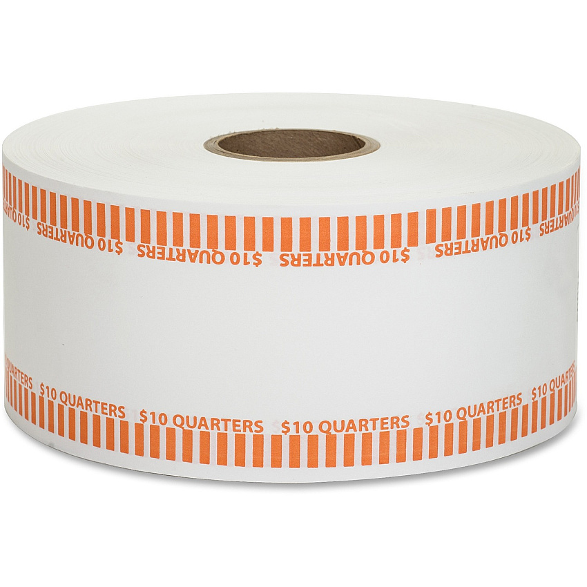 PAP-R Color-coded Coin Machine Wrappers 1000 ft Length - 1900 Wrap(s) - Total $10 in 40 Coins of 25¢ Denomination - 15 lb Basis Weight - Kraft - Orange, White - 1900 / Roll (50025)