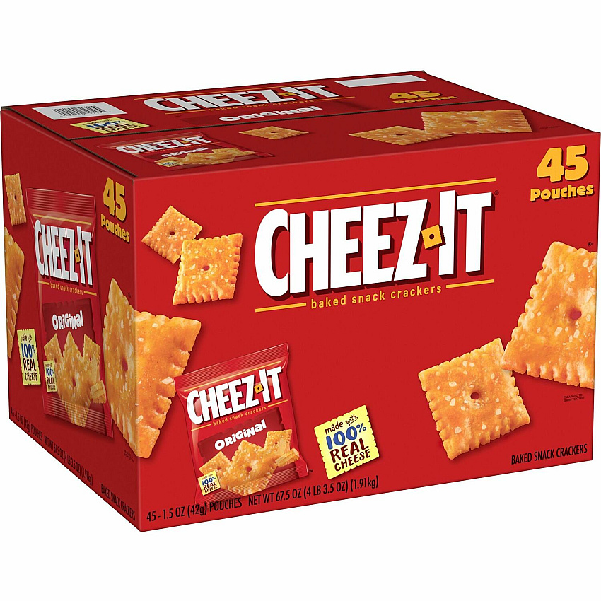 Cheez-It&reg Original Crackers Low Fat - Cheese - 1 Serving Pouch - 1.50 oz Bag - 45 / Carton (10201)