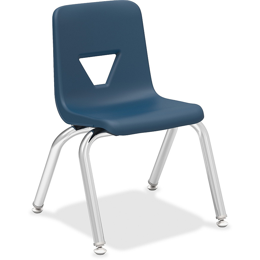 Lorell 12" Seat-height Student Stack Chairs Four-legged Base - Navy - Polypropylene - 4 / Carton (LLR99881)